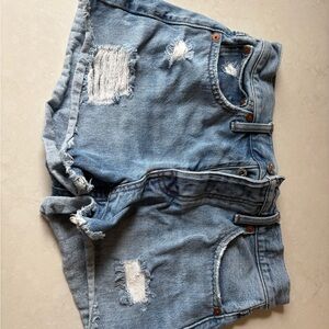 Madewell Light Blue Distressed Denim Jean Shorts